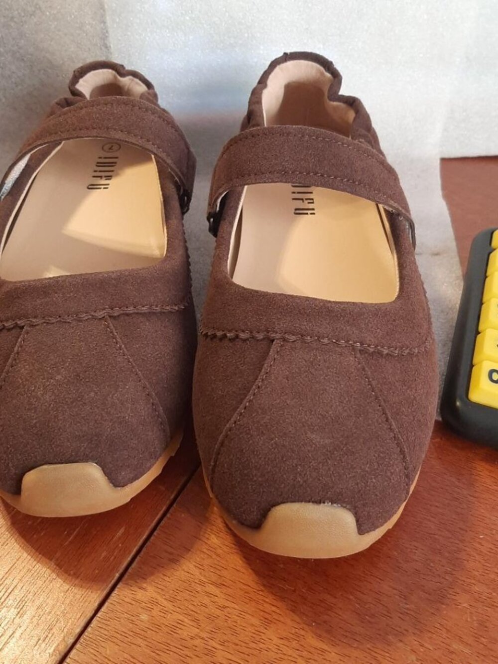 IDIFU Mary Jane Flat Sneaker Brown Suede Hook & Loop Size 7